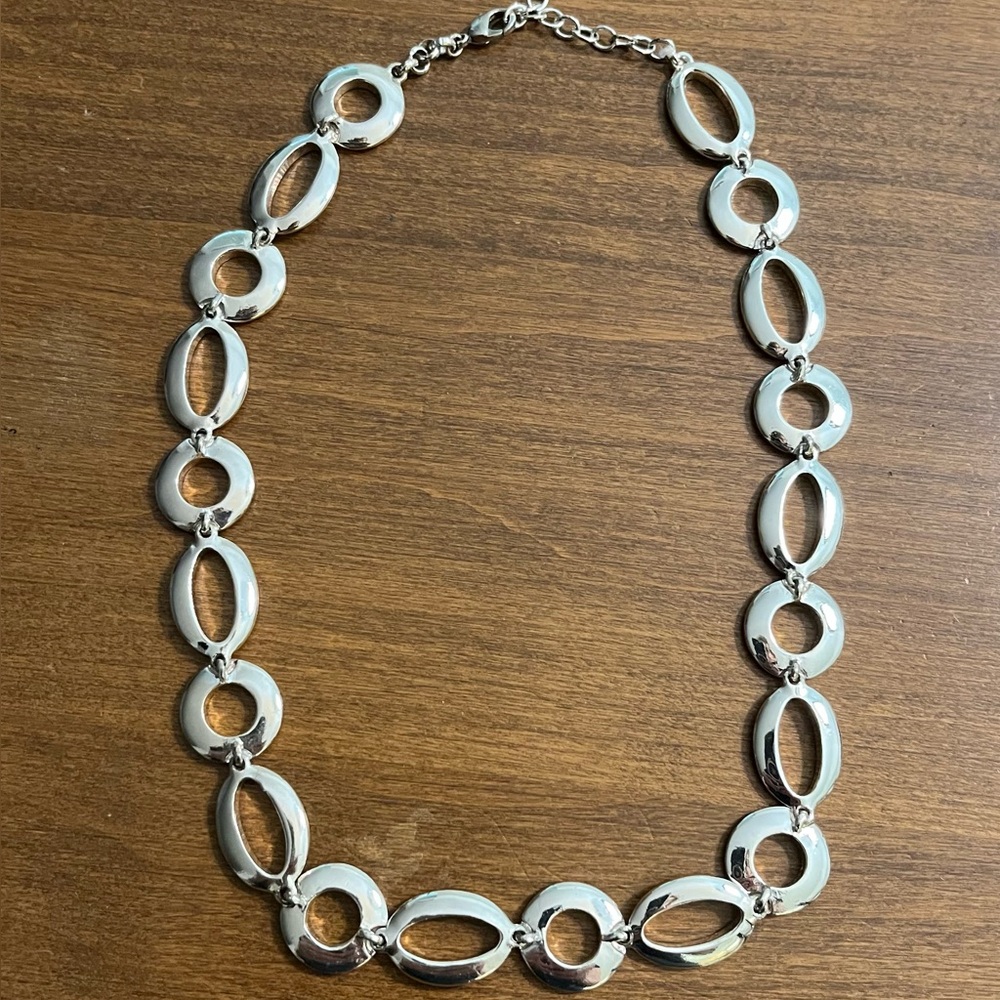 Vintage Monet  Silver Link Necklace 16”-18” adjustable